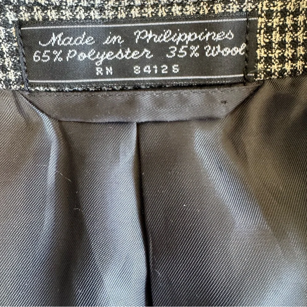 Hardy‎ Amies London Blazer Mens 38R Gray Houndstooth Wool Blend Sport Coat